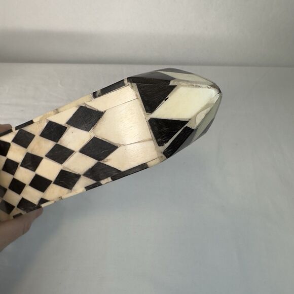 Vintage Boho Harlequin Tessellated Stone black white Obelisk - Picture 5 of 8